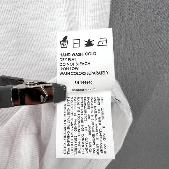 ENZA COSTA Textured Knit Crew Neck Top Womens Medium White Long Sleeve Shirt NEW - Picture 12 of 16